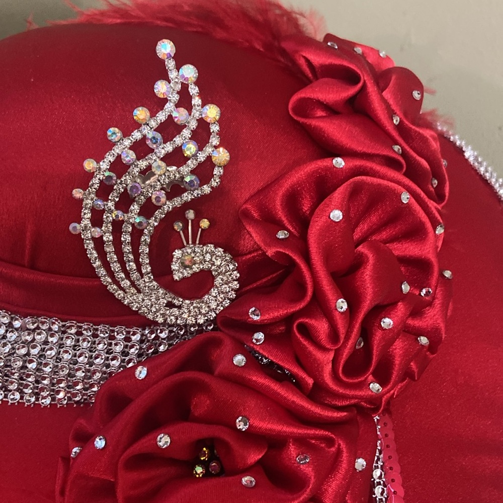 Fabulous Red Church/Dress/Kentucky Derby Hat by Ms. Divine - Picture 2 of 8